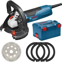 Bild für Bosch Professional Betonschleifer GBR 15 CAG (1.500 W Nennaufnahmeleistung, 9.300 min-1 Leerlaufdrehzahl, inkl. Diamanttopfscheibe 125 mm, 3 x Ersatzbürstenkranz, in L-Boxx)