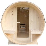 HOME DELUXE - Outdoor Fasssauna LAHTI DELUXE L - Maße: ca. 192 cm x 195 cm x 220 cm, Holz: Fichtenholz - inkl. Elektroofen und kompl. Saunazubehör I Gartensauna, Außensauna, Sauna für 4 Personen