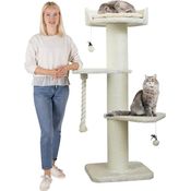 HAPPYPET Premium Kratzbaum Grosse Katzen Stabil 'Freddy' – Katzenbaum, Kletterbaum, für Maine Coon, Natursisal, Dicke Stämme mit 20 cm, 150 cm Hoch, Creme