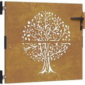vidaXL Gartentor 85x75 cm Cortenstahl Baum-Design, Rostig - Robustes Material, Abschließbar, Langlebig