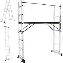 Bild für Craftfull Leitergerüst CF-103A Mehrzweckleiter Alu Leiter Gerüst Arbeitsbühne (1.95 Meter 7 Sprossen)