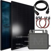 SUNNIVA 920W Balkonkraftwerk, Bifaziales Full Black Komplettset mit 800W Wechselrichter, 2x460W N-Type Glas-Glas Solarmodule, 5m Kabel, 4x1m Solarkabel