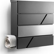 NewHabitat Moderner Briefkasten Anthrazit - Wandbriefkasten mit Zeitungsfach, rostfrei & UV-beständig, personalisierbar mit Lasergravur, inkl. Montagematerial