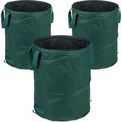 Relaxdays Laubsack selbstaufstellend, 3er Set, 90 Liter, Pop Up Gartensack, 3 Griffe, UV-beständig, wasserdicht, grün, 55 x 45 x 45 cm - Preisvergleich