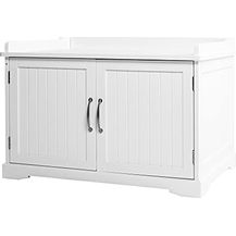 Bild für UPP Katzenschrank XXL aus massivem & nachhaltigem Holz I Katzenhütte für Katzentoilette oder als Hundehütte I Indoor & Outdoor Kommode für's Katzenklo I Moderne Katzenvilla in weiß