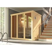 weka Sauna Kemi Panorama, BxTxH: 211 x 169 x 200 cm, 45 mm, 7,5 kW Bio-Ofen mit ext. Steuerung