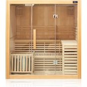 Dewello Finnische Traditionelle Sauna SARNIA 180cm x 140cm inkl. 6 KW Harvia Ofen, inkl. komplettem Zubehör