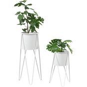 Blumenständer Hedera 2-tlg. mit Pflanztopf Weiß en.casa