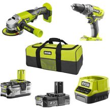 Bild für Ryobi 2er Kombi-Set 18V ONE+ Akku-Schlagbohrschrauber + Akku-Winkelschleifer R18PD3