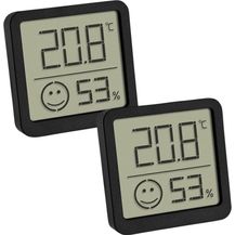 Bild für TFA Dostmann 2er Set digitales Thermo-Hygrometer mit Komfortzone Thermo-/Hygrometer Schwarz (30.5053.01.02)