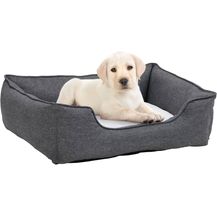 Bild für vidaXL Hundebett Grau-Weiß 65x50x20 cm Fleece Leinenoptik