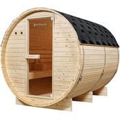 Artsauna Fasssauna Spitzbergen 220, 6 Personen, Fichtenholz, 8 kW Elektro-Ofen, Komplett-Set, Naturfarben