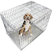 Ellie-Bo Hundekäfig, Welpenkäfig, groß, 91 cm, silberfarben, klappbar, mit 2 Türen, mit Metall-Bodenschale, die sich nicht zerbeißen lässt