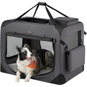 Feandrea Hundebox faltbar, Transportbox Hund, XXL, atmungsaktiv, grau