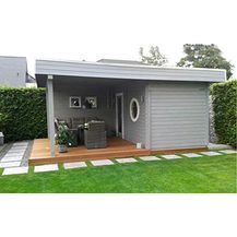 Bild für FinnTherm Saunahaus Cubus-70 Royal Gartensauna 3 Sitzbänke aus Holz Sauna Wandstärke 70 mm Außensauna