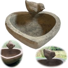 Bild für Vogelbad Vogeltränke Keramik 21cm Herz Grau Balkon Terrasse Garten Bienen