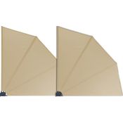 Grasekamp 2 Stück Balkonfächer Sand Premium 140 x 140 cm mit Wandhalterung Trennwand Sichtschutz B - Preisvergleich