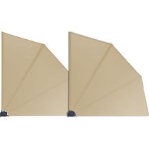 Bild für Grasekamp 2 Stück Balkonfächer Sand Premium 140 x 140 cm mit Wandhalterung Trennwand Sichtschutz B