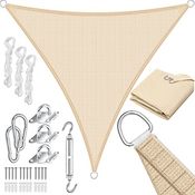 KESSER Sonnensegel Sonnenschutz Windschutz HDPE Gewebe wasserabweisend & windabweisend Dreieck 5-Fach quer vernäht robust & stabil Schattenspender Garten Balkon Terrasse Dreieck, Creme, 5x5x5m