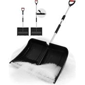 HECHT Schneeschaufel Teleskop 485 TF, 49 cm breite Schaufelfläche, stufenlos verstellbarer Teleskop-Stiel, leicht und stabil, ergonomischer D-Griff