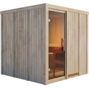 Karibu Sauna Rodin mit Fronteinstieg, BxTxH: 196 x 196 x 198 cm, 68 mm, nordische Fichte, naturbelassen