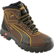 PUMA Safety Sierra Nevada Mid, Sicherheitsschuh S3 WR HRO SRC, gefettetes Vollrindleder, braun, mit atmungsaktiver SYMPATEX® Membran und rutschfester Gummisohle