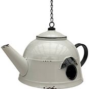 DanDiBo Vogelhaus zum Aufhängen Metall Deko Teekessel wetterfest 521862 Nistkasten Teekanne Futterstation für Vögel Shabby mit Kette Metallkanne Kanne Balkon