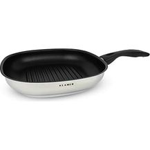 Bild für KLAMER Grillpfanne Induktion 28cm Schmorpfanne Steakpfanne aus Edelstahl