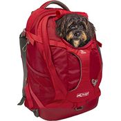 Kurgo G-Train Rucksack, Mit integriertem Hundefach, Wasserfester Boden, Mit Flaschenhaltern, Für Haustiere bis 11 kg, Rot, 33 x 53 x 25 cm