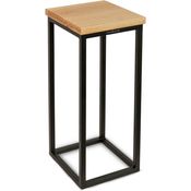 holz4home® Blumenständer Dekoständer aus Eichenholz Massiv Natur Geölt I Dekosäule Stahlrahmen, Loft- und Industriestil, Stahlrahmen, naturgeölt