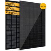 VALE Solarmodul-Set Bifazial 880 Wp Full Black, Glas-Glas-Module für Balkonkraftwerke, hohe Effizienz, lineare Leistungsgarantie