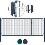 HOME DELUXE Gartentor Doppelflügel Gartentor ADITUS - Grün, mit verstellbarem Bodenschiebe-Stopper