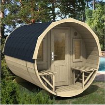 Bild für FinnTherm Fass-Sauna Sam, mit Ofen, Ausführung:Natur unbehandelt