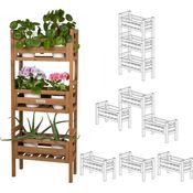 needs&wants® Blumenständer Pflanzenständer Blumentreppe Pflanzenregal Braunes Fichtenholz, 3-fach übereinander stapelbar, für Indoor Outdoor Balkon