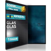 SUNNIVA® FULL BLACK Bifazial Glas/Glas Solarpanel 598 Watt - PV Panel mit PMax 1 x 460W, IP68, ideal für Balkonkraftwerk