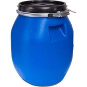 plasteo® 30 Liter Deckelfass mit Spannverschluss| Lebensmitteltauglich | Futtertonne | Luftdicht Verschließbar | Stapelbar und Palettengerecht | Stabile Griffmulden | Blau - Preisvergleich