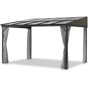 LECO Terrassenüberdachung – freistehende 3 x 4 m Überdachung mit wasserdichtem Hardtop-Dach (Polycarbonat-Doppelstegplatten) und verschließbaren Seitenteilen - lichtgrau - Preisvergleich