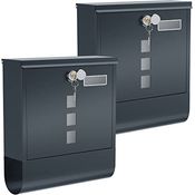 SONGMICS Briefkasten, 2er Set, Wandbriefkasten, Schloss mit Kupfer-Schließzylinder, drehbare Abdeckung, Zeitungsfach, Sichtfenster, Namensschildhalter, abschließbar, anthrazit GMB20AG02 - Preisvergleich