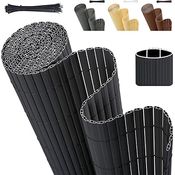 Sekey PVC Sichtschutzmatte 80x300cm Doppelte Verstärkung Innen, Balkon Sichtschutz mit Kabelbindern, Sichtschutzzaun Windschutz Wasserdicht ohne Bohren für Balkon Garten, Anthrazit