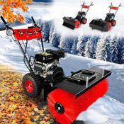 BRAST Benzin-Kehrmaschine 3in1, 80cm, 5,14kW (7PS) mit Kehrbürste, Laubsammler und Schneeräumer