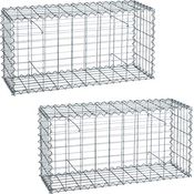 Gabionen 100x50x30 cm 2er Set Stein Korb Gitter Metall Wand Draht Sichtschutz