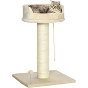 PawHut Kratzbaum klein, 85 cm Katzenbaum, Katzenkratzbaum mit Liegefläche, Plüsch-Kletterbaum mit Spielball, Katzenmöbel, für Katzen unter 6 kg, Sisal, Beige