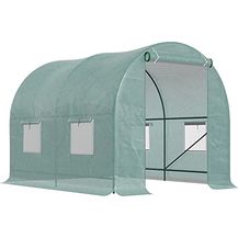 Bild für Outsunny Foliengewächshaus Tomatengewächshaus Treibhaus Folientunnel Frühbeet mit Fenster Grün 245 x 200 x 198 cm