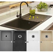 Bild für Granitspüle Küchenspüle Granit Siphon Einbauspüle Spülbecken Spüle Granit 76x45 (Schwarz