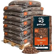 GALAMIO Pinienrinde Fein 8-15mm, 60l x 26 Sack, dekorativer Rindenmulch für Pflanzen und Garten, effektiver Unkrautschutz, umweltfreundlich und langlebig