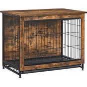 Feandrea Hundekäfig Möbel, Beistelltisch, Hundebox, Moderne Hundehütte Indoor, vintagebraun, für Hunde bis zu 20 kg, 2 Türen, herausnehmbares Tablett