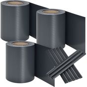 Juskys PVC Sichtschutzstreifen Doppelstabmatten Zaun 3er Set - 3 Rollen á 35m x 19cm - Befestigungsclips - Zaunfolie Sichtschutz Windschutz – anthrazit