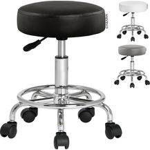Bild für Casaria Rollhocker Höhenverstellbar 10cm Polsterung 360°C Drehbar 51-65cm Sitzhöhe Fußstütze Küche Büro Arbeitshocker Bürohocker Drehhocker Hocker