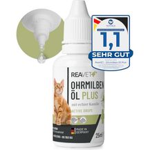Bild für TESTURTEIL SEHR GUT 09/23 ReaVET Ohrmilbenöl Plus 25ml sofort wirksames Mittel für Katzen – gegen Ohrmilben mit Kamille für Katze