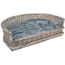 Bild für UNUS Hundebett Hundekorb Hundekörbchen aus Weide mit Kissen für große und kleine Hunde und Katzen grau 57 x 43 x 16 cm